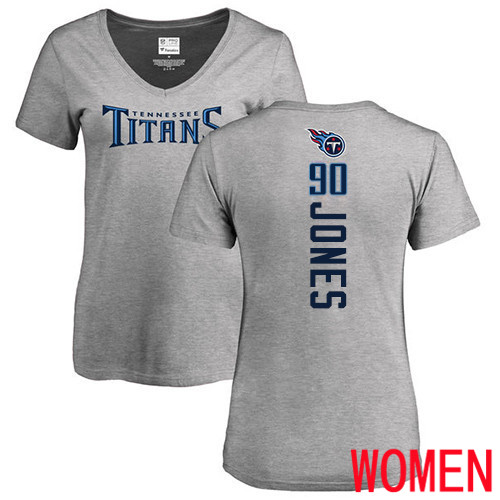 Tennessee Titans Ash Women DaQuan Jones Backer NFL Football #90 T Shirt->nfl t-shirts->Sports Accessory